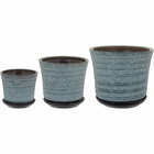Cachepô Cerâmica Cinza 3pç