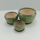 Cachepô Cerâmica Verde 3pç