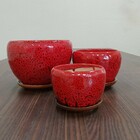 Cachepô Cerâmica Vermelho 3pç