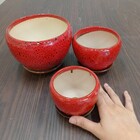 Cachepô Cerâmica Vermelho 3pç