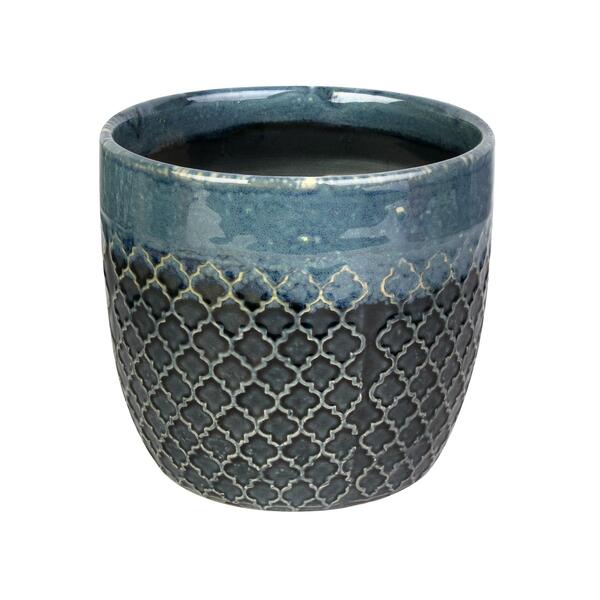 Cachepô De Cerâmica Azul 16x13,5cm - A\casa