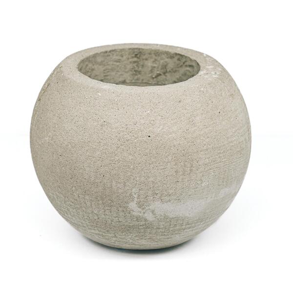 Cachepô De Concreto Decorativo Bola 10,8cm Cinza Linha Eco