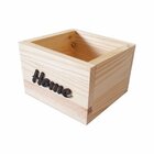 Cachepô De Madeira Pinus Com Palavra Em Relevo Home 15x15x10