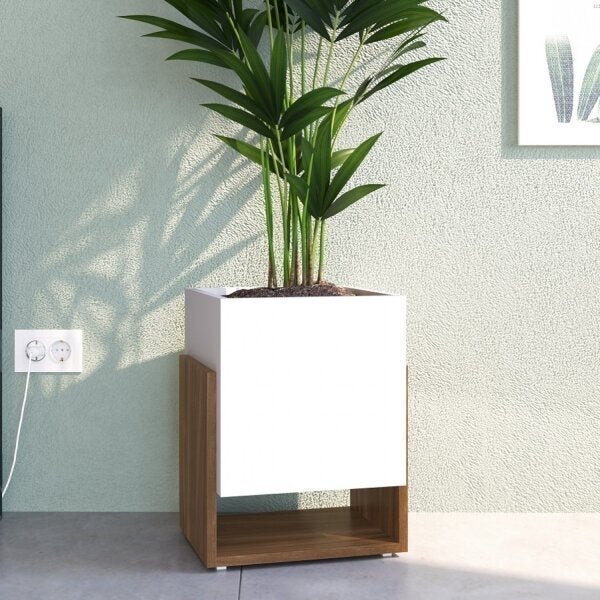 Cachepô Decorativo Est003  Branco/madeirado