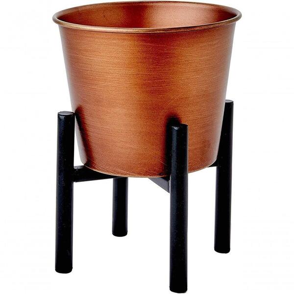 Cachepô Octave Em Metal Cobre Com Suporte Decorativo 19x15cm