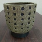 Cachepô Resina 28x27x27cm Cinza Vaso Decorativo Enfeite Casa