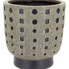Cachepô Resina 28x27x27cm Cinza Vaso Decorativo Enfeite Casa