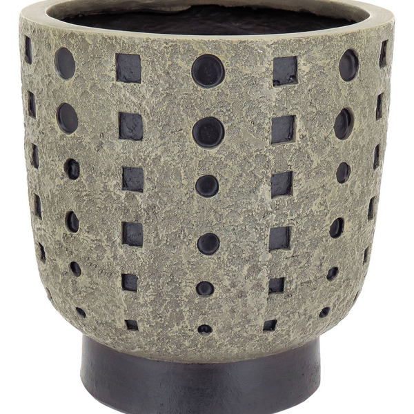 Cachepô Resina 28x27x27cm Cinza Vaso Decorativo Enfeite Casa