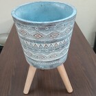 Cachepô Resina 54x32x32cm Cinza Vaso Decorativo Enfeite Casa