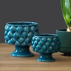 Cachepô Vaso De Planta Decorativo 11x12x12cm Cerâmica Azul