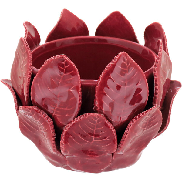 Cachepô Vaso De Planta Decorativo 11x13x13cm Cerâmica Vermelho