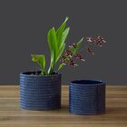 Cachepô Vaso De Planta Decorativo 13x15x15cm Cerâmica Azul