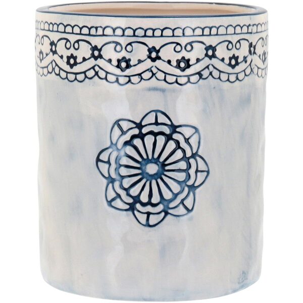 Cachepô Vaso De Planta Decorativo 16x13x13cm Cerâmica Azul