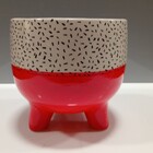 Cachepô Vaso Decorativo Planta Cerâmica 15x16x16cm Vermelho