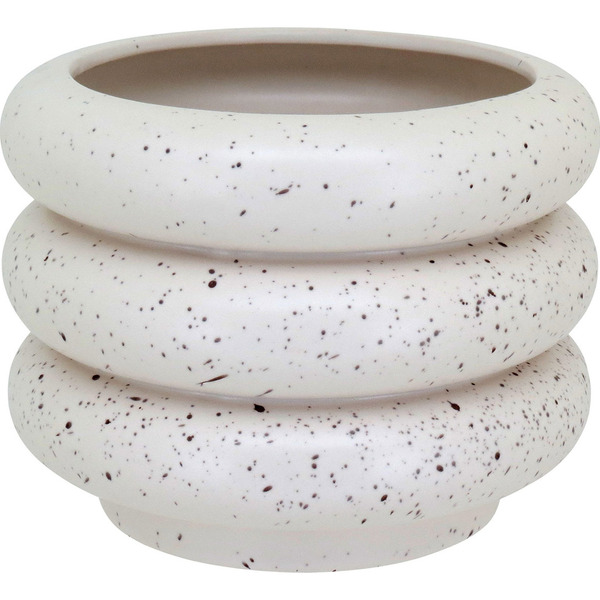 Cachepô Vaso Decorativo Planta Cerâmica 16x20x20cm Marfim