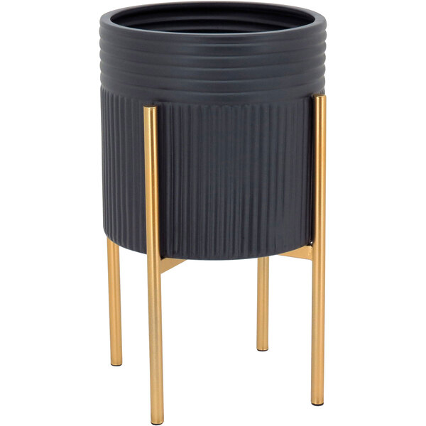 Cachepô Vaso Decorativo Planta Metal 38x22x22cm Preto