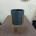 Cachepô Vaso Decorativo Planta Metal 46x25x25cm Preto