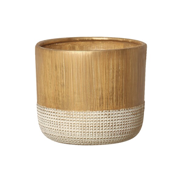 Cachepot de Cerâmica 14,2x16cm Madeira Texturizada Moderno Burian by Cerâmica Burguina