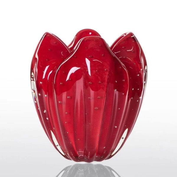 Cachepot/ Vaso Cristal Murano Charming Vermelho Intenso