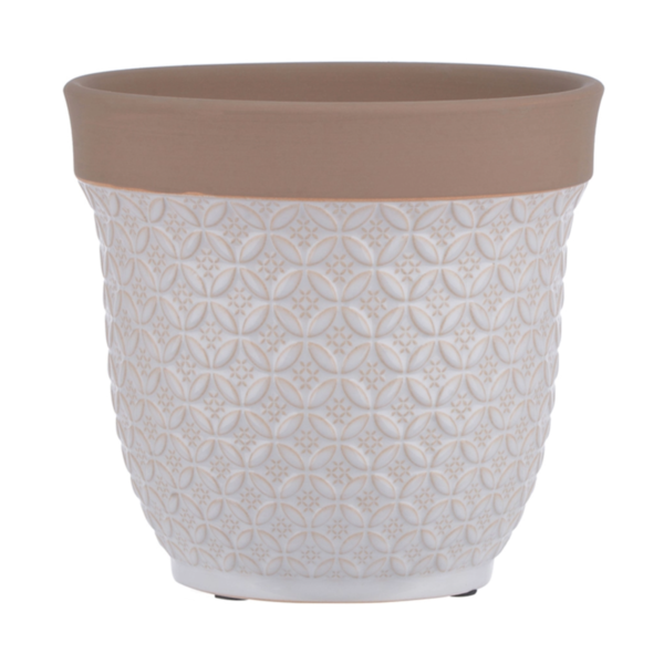 Cachepot Cerâmica Redondo 14,5x15,5x15,5cm Branco Decor Florarte