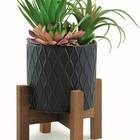 Cachepot Cerâmica Com Suculenta 11661 Mart