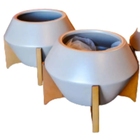 Cachepot Cerâmica Com Suporte Em Madeira Fendi Fosco