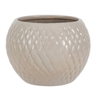 Cachepot Cerâmica Esmaltada Ped. Esculpida14,3x19,3cm
