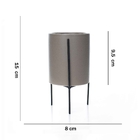 Cachepot Cinza Com Suporte Em Metal G 15x8 Cm - D'rossi