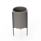 Cachepot Cinza Com Suporte Em Metal G 15x8 Cm - D'rossi
