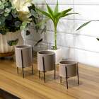 Cachepot Cinza Com Suporte Em Metal G 15x8 Cm M02 - D'rossi