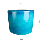 Cachepot de Cerâmica Azul 16x19x16cm Bella Art Vetrificados