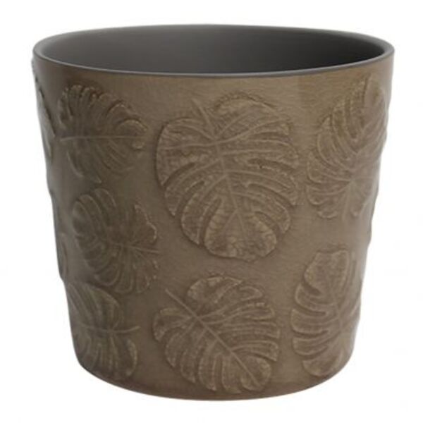 Cachepot De Ceramica Costela De Adao Bege 12 2cm X 12 2cm X