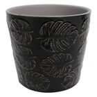 Cachepot De Ceramica Costela De Adao Preto 17cm X 17cm X 15