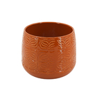 Cachepot de Cerâmica Laranja Flor 19x19x15cm Ts Brasil