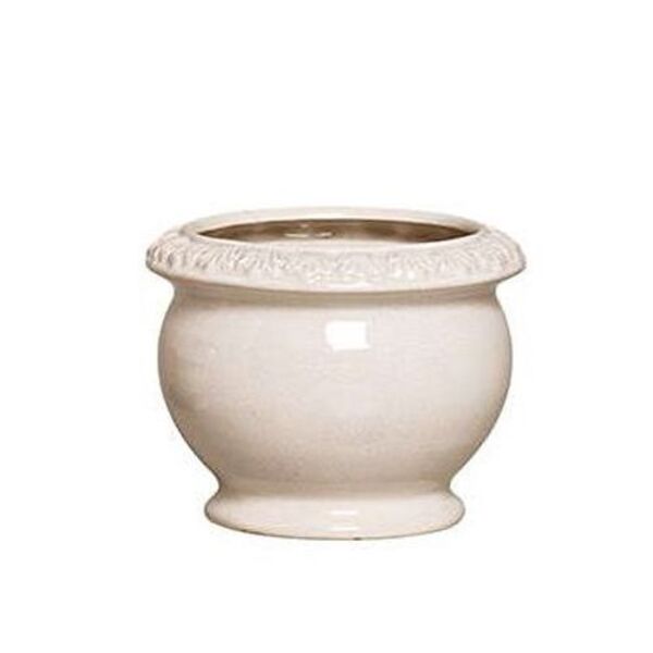 Cachepot De Cerâmica - Luxo Off White Lavado 16cm