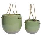 Cachepot De Cerâmica Para Parede Verde E Cinza 1 Peça Grande: