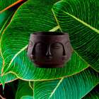 Cachepot De Cimento 19 Cm Faces Preto Mart 13458