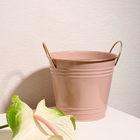 Cachepot De Ferro C/alça Rosa E Dourado