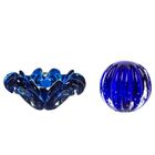 Cachepot Decoração Cristal Murano Azul Safira Sweet P