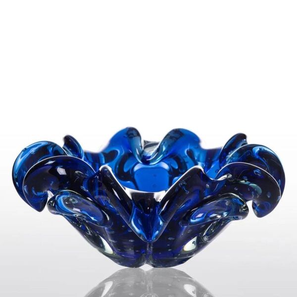 Cachepot Decoração Cristal Murano Azul Safira Sweet P