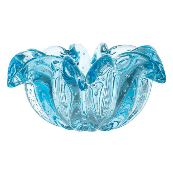 Cachepot Decoração Cristal Murano Escarlete Cor Aquamarine