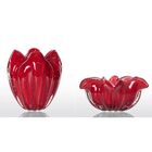 Cachepot Decoração Cristal Murano Vermelho Intenso Pp