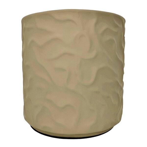 Cachepot Decorativo Em Cerâmica Alto Relevo Marrom Jumbo