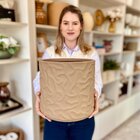 Cachepot Decorativo Em Cerâmica Alto Relevo Marrom Jumbo