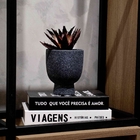 Cachepot Decorativo Em Cerâmica Flocos Preto 14x11 Cm - D'ros