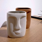 Cachepot Decorativo Em Cerâmica Rosto Cinza 17x14 Cm - D'rossi