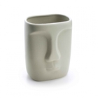 Cachepot Decorativo Em Cerâmica Rosto Cinza 17x14 Cm F04 - D'