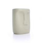 Cachepot Decorativo Em Cerâmica Rosto Cinza 17x14 Cm F04 - D'