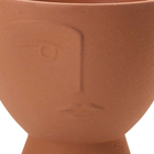 Cachepot Decorativo Em Cerâmica Rosto Plantas Terracota 18 Cm