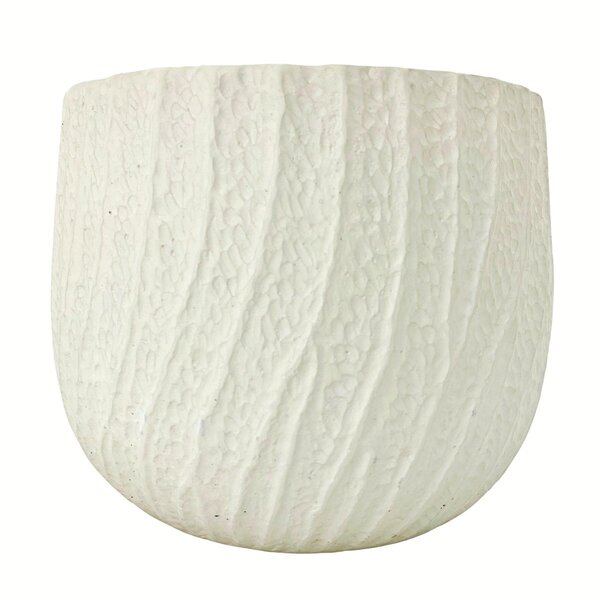 Cachepot Decorativo Em Cimento Martelado Branco Fosco Grande